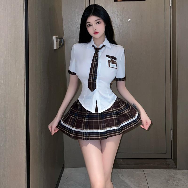 Ladies' Sexy Lingerie Sexy Student Outfit Role-playing Charming Uniform Seductive JK Short Skirt Midnight Passion Set