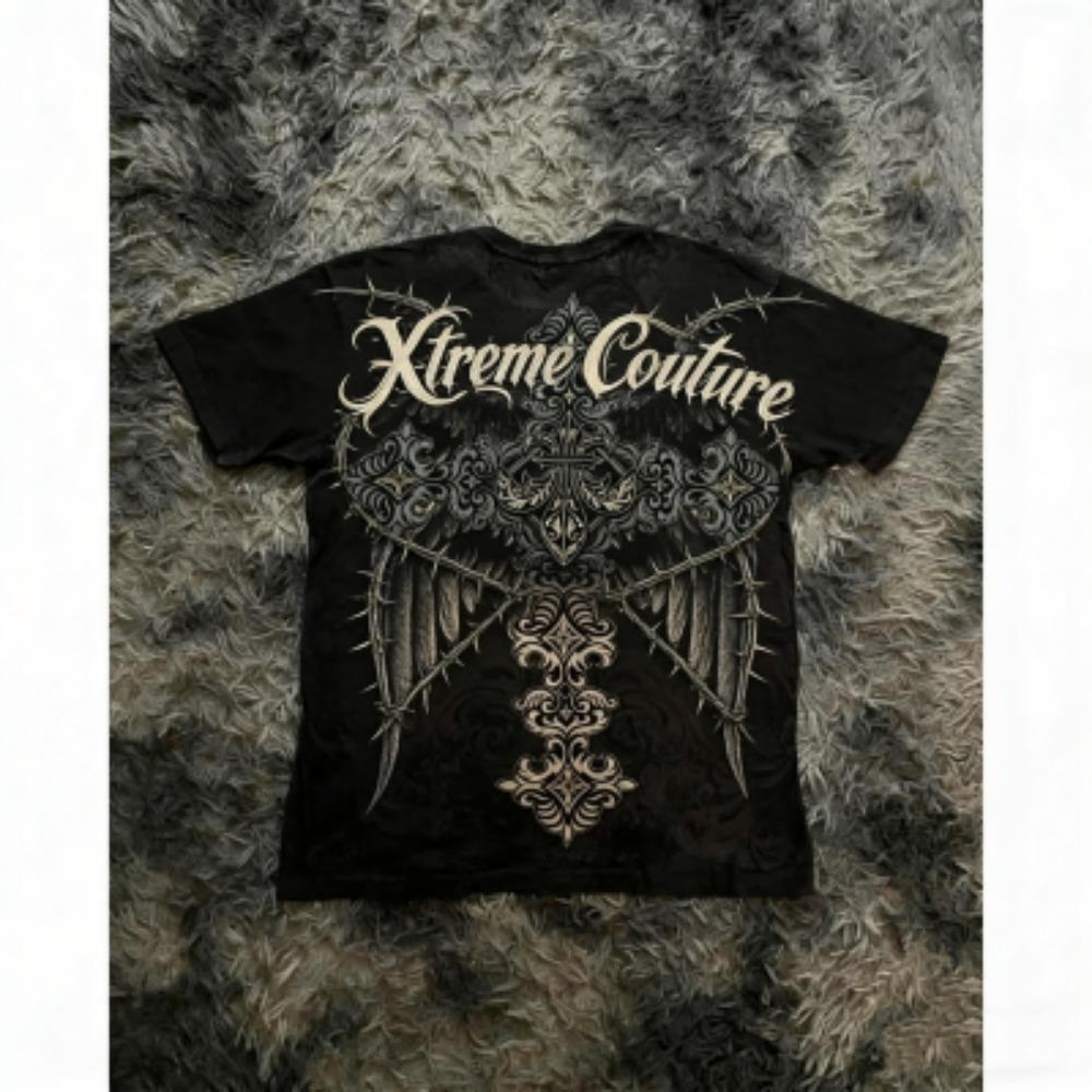 Fashion Summer Kids T-shirt Gothic Vintage Cross Wing Print Tees Round Neck T-shirt Outdoor Street Style Top Casual Boy and Girl's Clothing