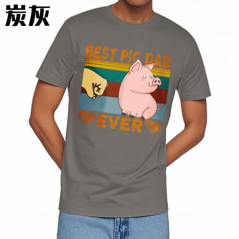 New Arrived For Him Summer Tshirt Vintage Best Pig Dad Ever With Heart And Hand Retro Unisex Tops Comfort Tshirt Quick Dry Shirt