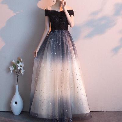 Vestido de noche largo para mujer, elegante vestido de fiesta de tul con corte en A para fiesta de boda y graduación