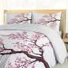 3-Piece Japanese-Inspired Duvet Cover Set - Vibrant Sakura Tree Flowers Spring Theme Art Soft Decorative Bedding with 2 Matchin