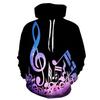 2025 Europe and the United States cross-border new products music note 3d digital printing loose casual hoodie sweater jacket