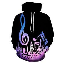 2025 Europe and the United States cross-border new products music note 3d digital printing loose casual hoodie sweater jacket