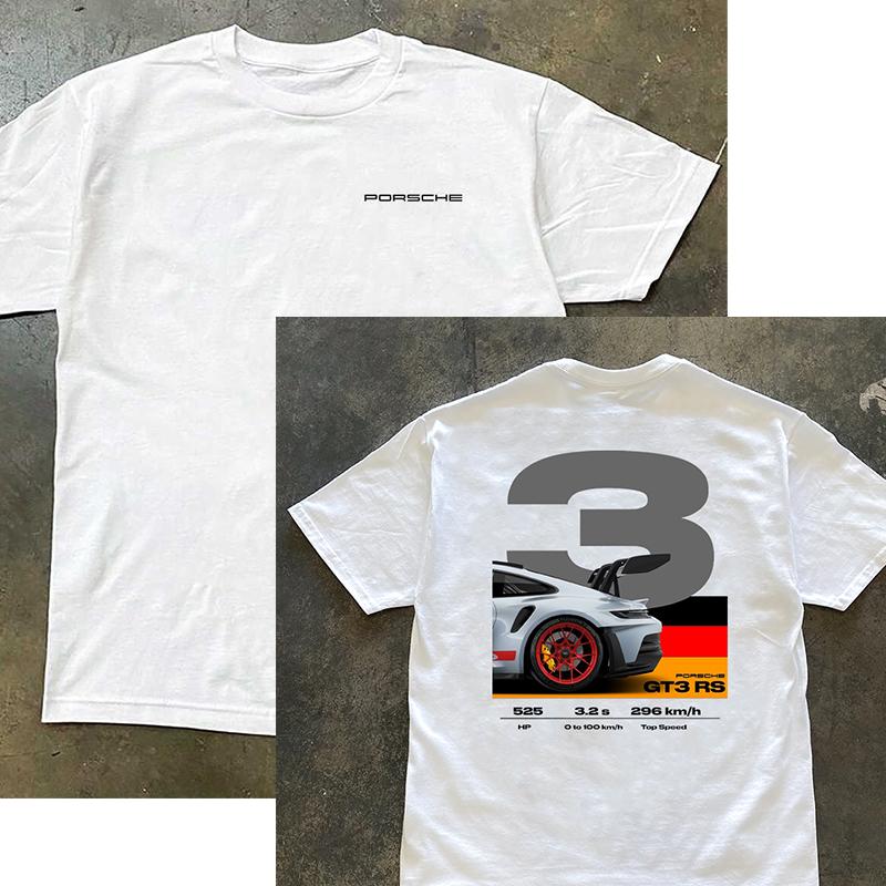 

2024 Fashion New Short Sleeve T-shirt PORSCHE911GT3 White Opaque Cotton Loose Men s and Women s Top Half Sleeve T-shirt 4XL