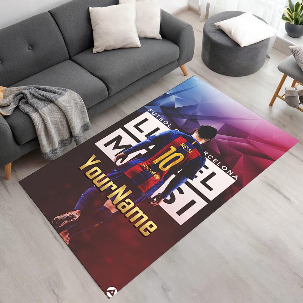 Messi Customize Your Name Carpet Design for Bedrooms Decorate room Outdoor Game Room Antislip Carpet Anime Office Decor Wedding Party Gift