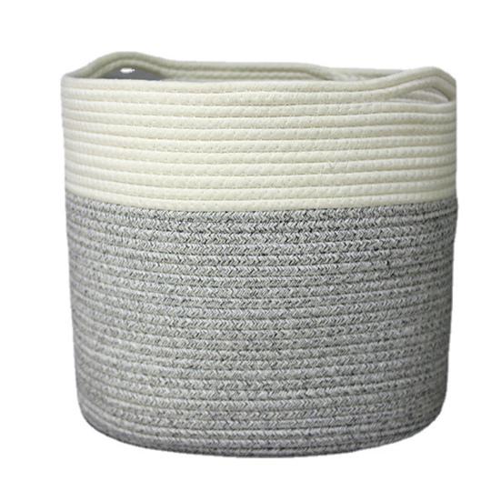 

Минималистская корзина для хранения, многофункциональная хлопковая веревка, прочный несущий контейнер для одежды для спальни L серый