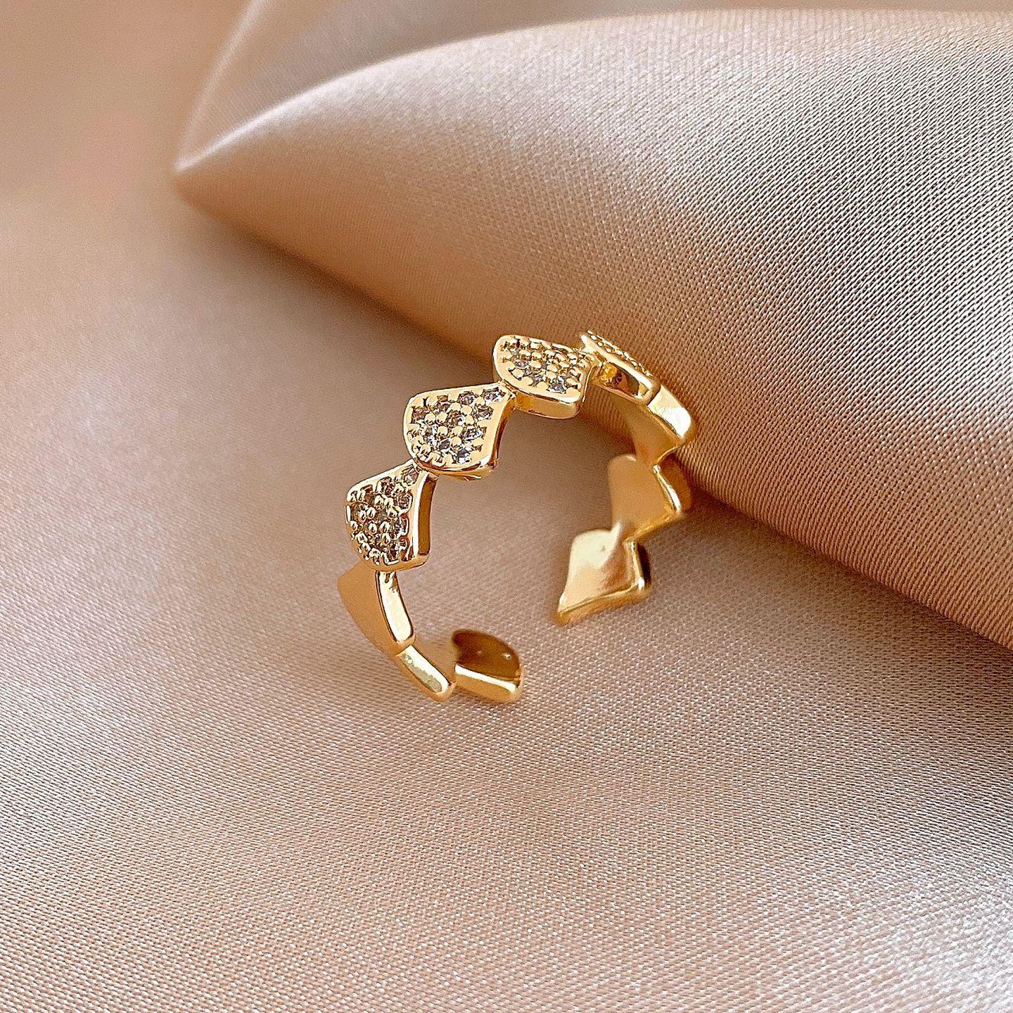 18k electroplated simple zircon geometric opening ring index finger ring exquisite jewelry