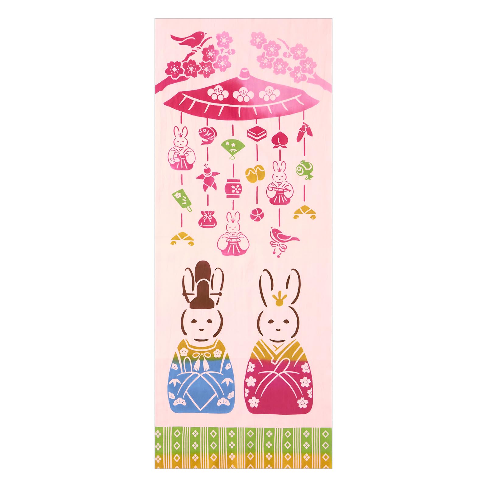 

JIKAN STYLE Kenema Tenugui Rabbit and Hina Made in 35 x 90 50279 (Hand Towel) - Doll, Chū-dyed, Japan, 100% Cotton, Approx. cm,