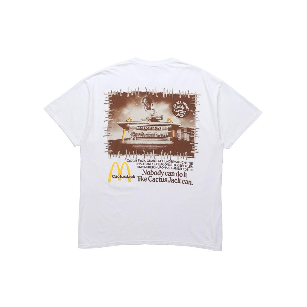 Travis Scott Cactus Jack x Mcdonald Unisex Vintage Action Round-neck Printing White CJMDSS37