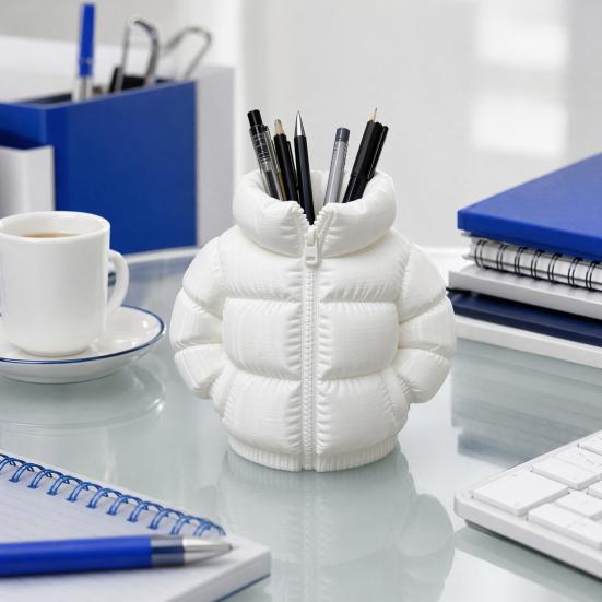Umbra Studio Down Jacket Pen Holder, 3D Printed Desktop Organizer, Lightweight Durable Matte Texture for Students Dormitory Office