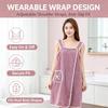 Soft Coral Fleece Wearable Bath Towel With Front Pocket Fast Water Absorption For Home Shower Spa Daily Use