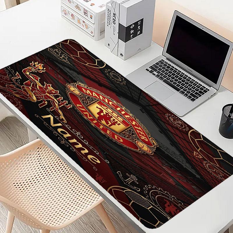 Custom Name Personalized Manchester United Pattern Mousepad, Laptop PC Desk Mat, Decorative Desk Mat for Home Keyboard Pad Gift