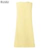 ZANZEA Women Casual Round Neck Solid Color Summer Sleeveless Dress