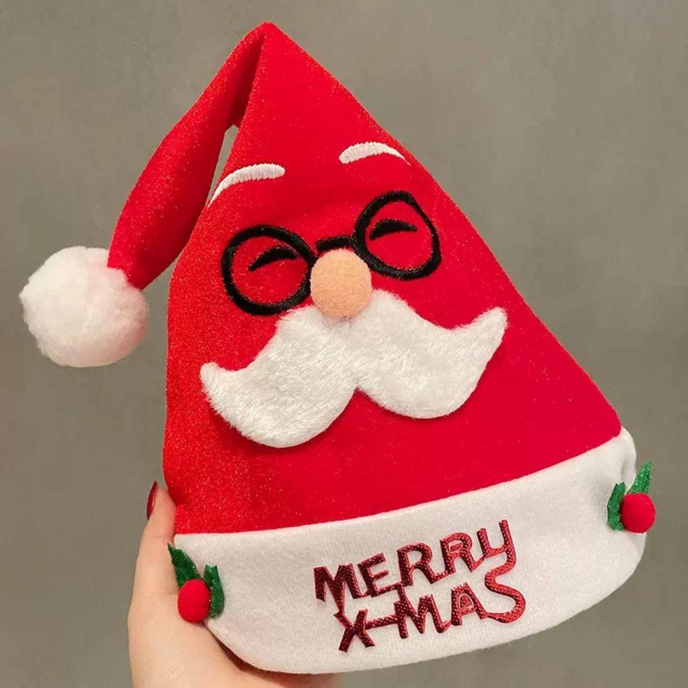 Santa Claus Christmas Hat Merry Christmas Decoration Elk Deer Cap Gift Red Plush Hat  Warm