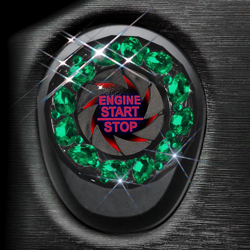 Car Ignition Start Button Decor Ring with Inlaid Crystal Diamonds for Women