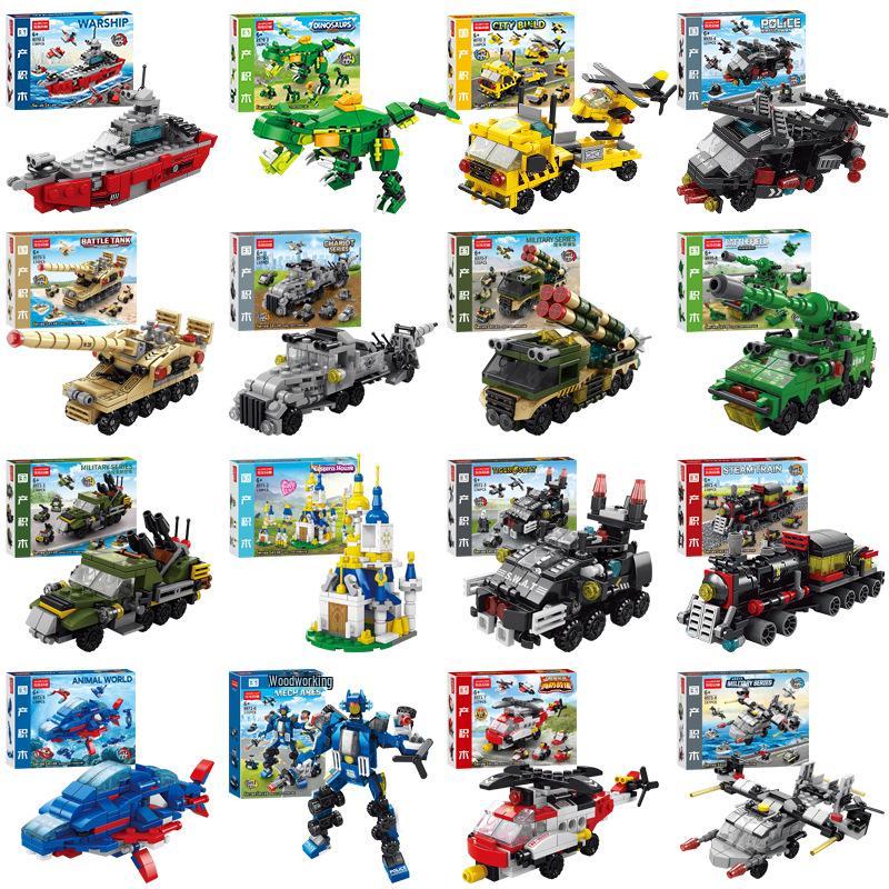 6-in-1 Kids' Building Block Set: Train, Robot, Tank, Police - Compatible Blocks for Boys & Girls