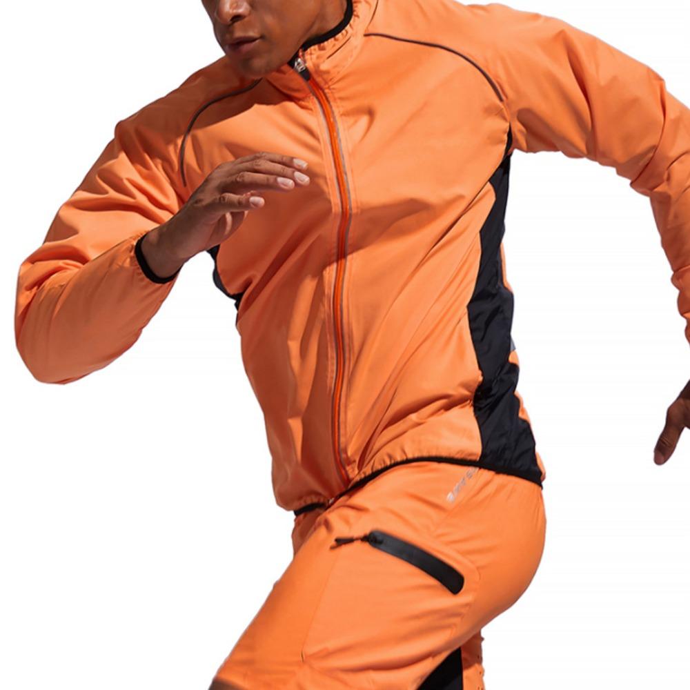 Windproof Men Cycling Jacket Orange Running Jacket Men Durable Mountain Bike Jacket  Evening Riding