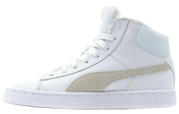 PUMA Mid Leather Fur Lined Cozy Stay Warm Mid Top Casual Skate Shoes Unisex White Fleece Lined 364977-02 40
