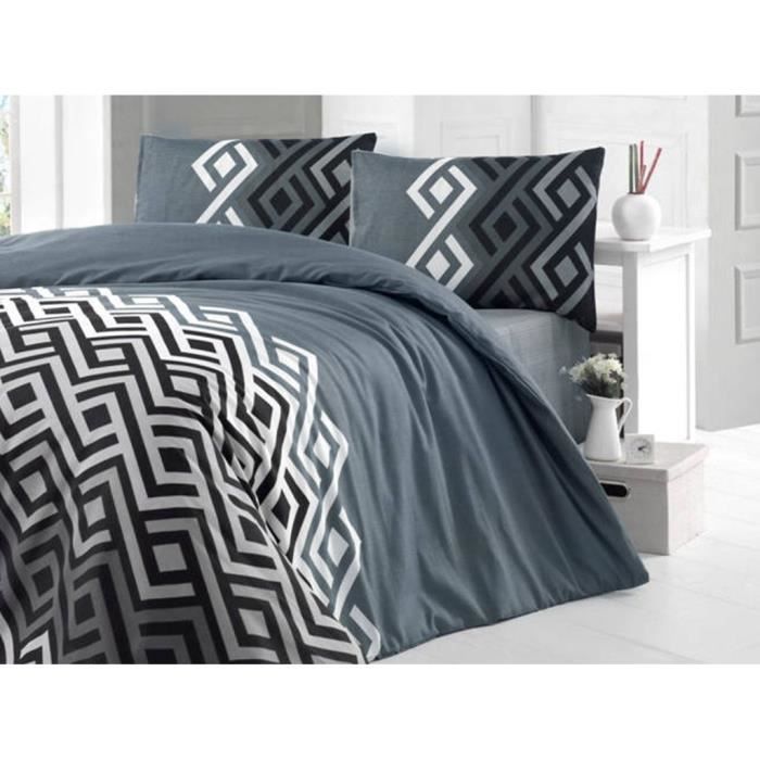 Bedding Set - 1 Duvet Cover 220 X 240 Cm + 2 Pillowcases 60 X 60 Cm - 65% Cotton, 35% Polyester - Grey