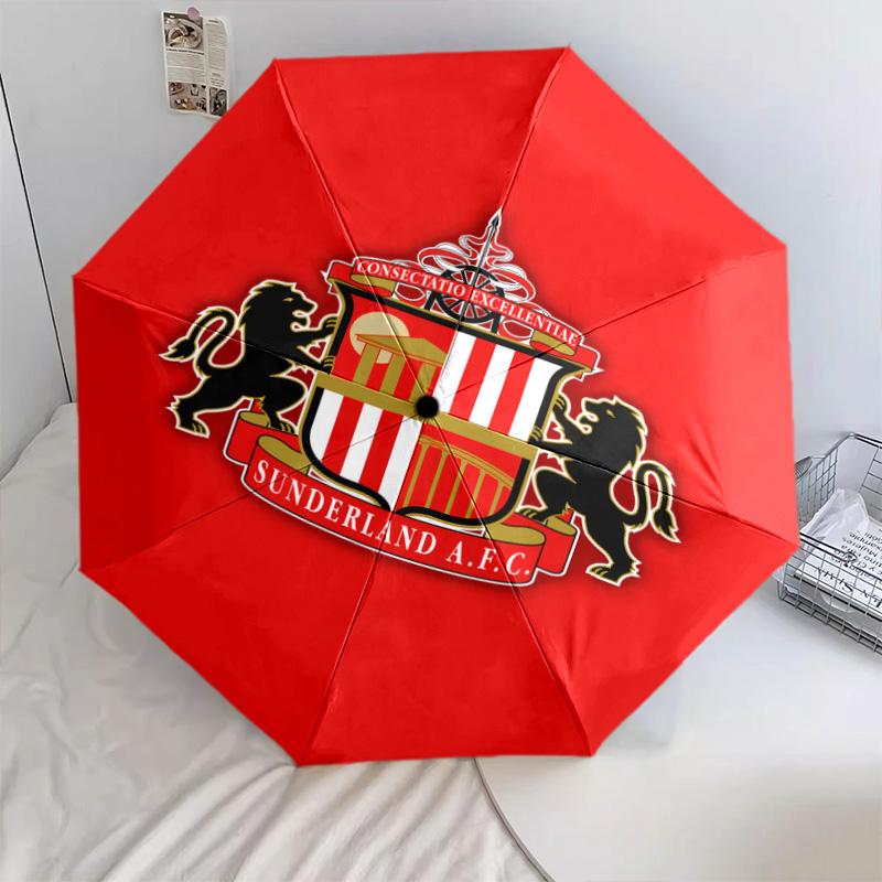 1 PC Automatic Folding Umbrella - Sunderland Afc Pattern Portable Foldable Design With 8 Ribs Christmas Birthday Gifts