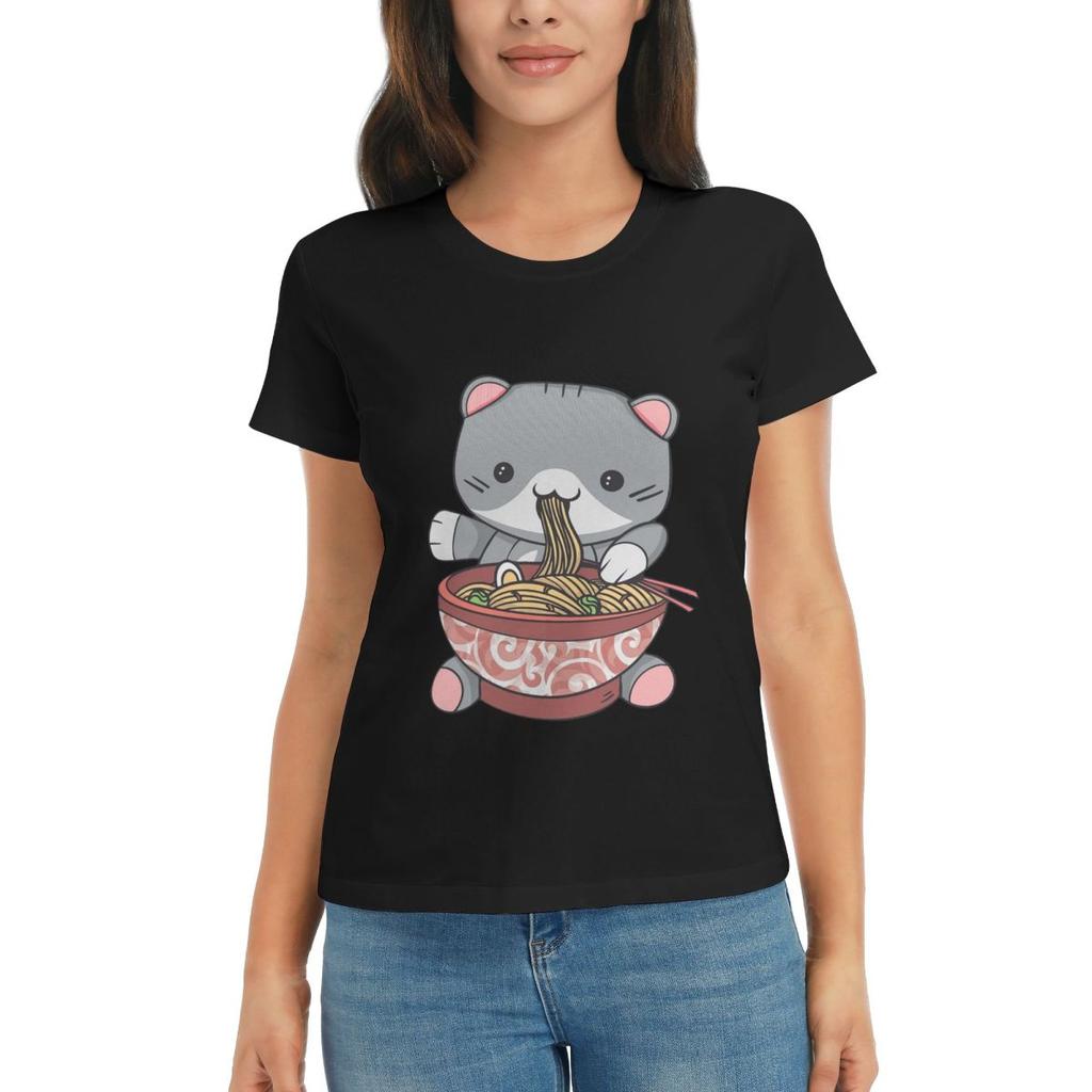 Women TShirt Kawaii RaUnisex Cat Summer Short Sleeve Tees ONeck Cotton T Shirts Clothes Tops Streetwear