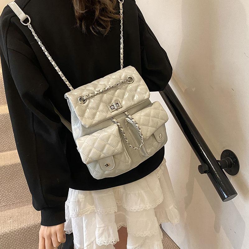 Rhombus Chain Backpack Bag Women's New Fashion Niche Design Women's Lightweight Fashion Small Backpack