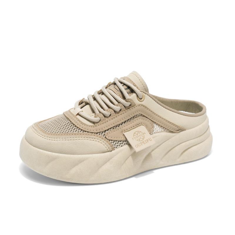 Summer Women's Shoes New One-pedal Sandals Women's Outer Wear Cloth Shoes Korean Version Versatile Little White Shoes Net Shoes Hollow Half Slippers