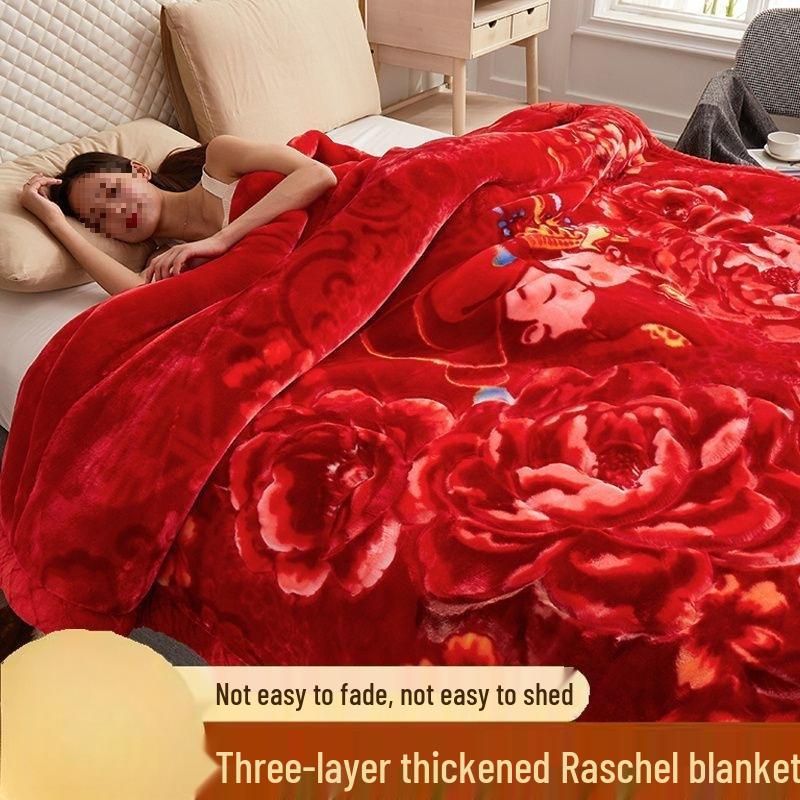 G5Z Double Layer Winter Blanket: Thick Flocked Raschel & Milk Fleece for Cozy Naps.