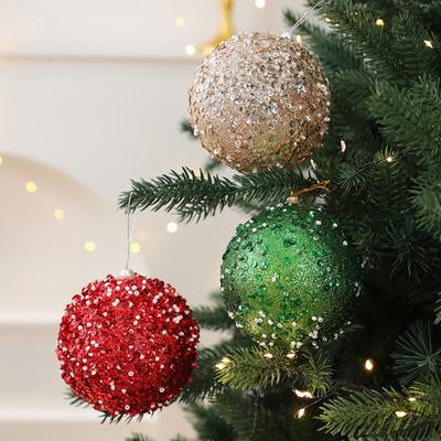 4 Piezas Adornos de Bolas de Navidad Purpurina Lentejuela Inastillables Bolas de Espuma Decoración con Perla Falsa para Navidad Boda Fiesta Decoración Navideña