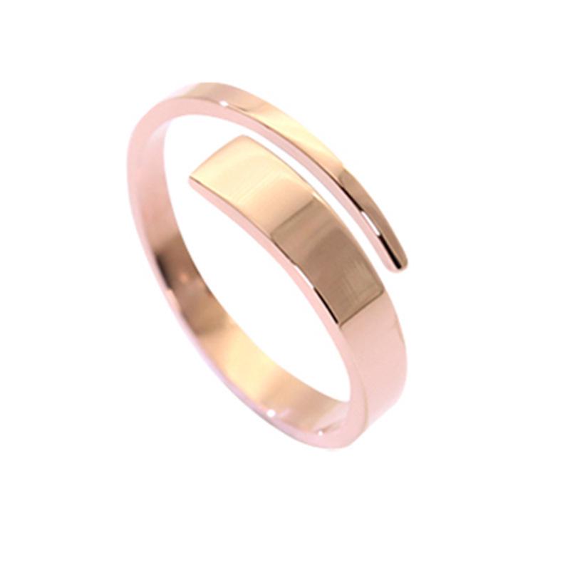 Minimalist Korean Style 18K Rose Gold Plated Titanium Steel Stacking Ring for Women