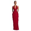 European and American Sexy Dresses, Deep V Neck Dresses, Slim-fitting Pleated High-split Dresses, High-end Sense