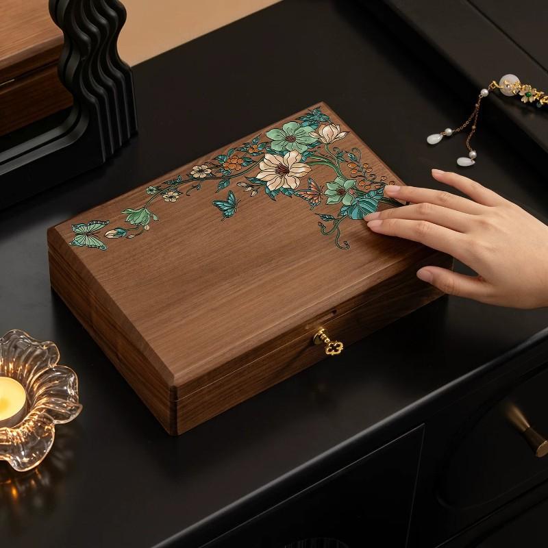 Vintage Lockable Large Capacity Jewelry Box Earrings Necklaces Storage