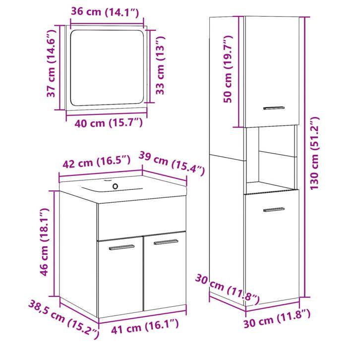 VidaXL Bathroom Furniture Set 4 Pcs Sonoma Oak, Bathroom Cabinet, Bathroom Cupboard, Furniture 3325004