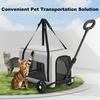 Köpek Pusetli 4 Tekerlekli Evcil Hayvan Pusetli 360° Dönebilen Geri Çekilebilir Saplı Havalandırmalı