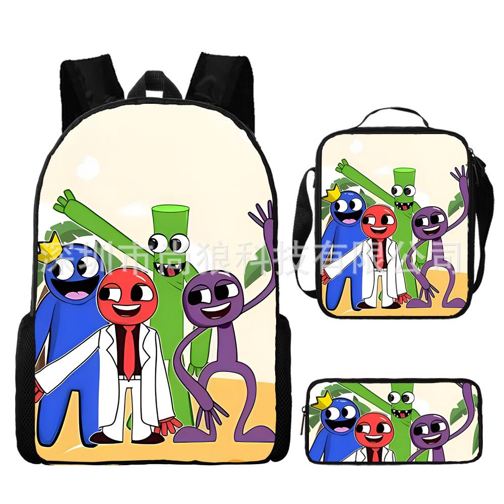 Rainbow Friends Rainbow Friends Student School Bag Digital Printed Oxford Cloth Backpack Satchel Pencil Case