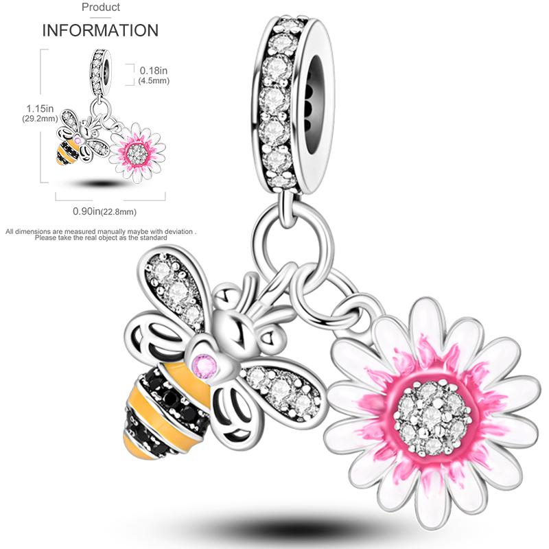 New Copper Charms Beads Sunflower Flower Daisy Original Charm Pendant Fit Charm Bracelets Diy Jewelry Birthday Gift