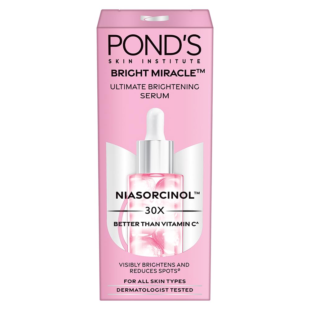 Pond’s Bright Miracle Ultimate Brightening Serum with Niasorcinol, 30X Better Than Vit C, 15 Ml