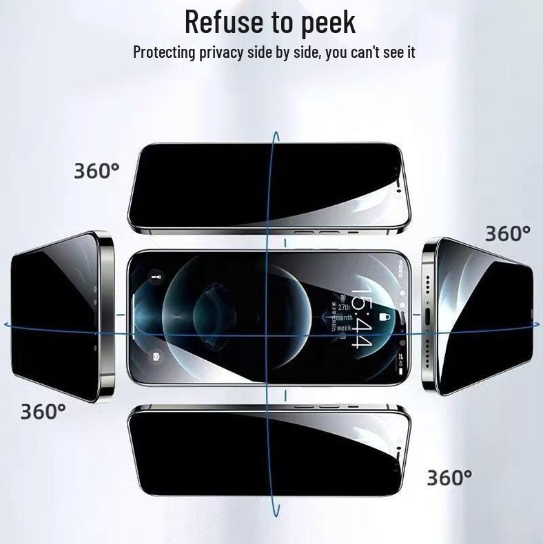 Apple 17 Pro Max 360° Anti-Peep Tempered Glass Screen Protector – Full Coverage for 14 Pro