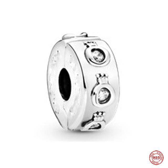 Neue 925 Sterling Silber Blue Planet Funkelnde herzförmige Clip-Charm-Perlen Fit Original Fashion-Armband DIY Schmuck für Frauen