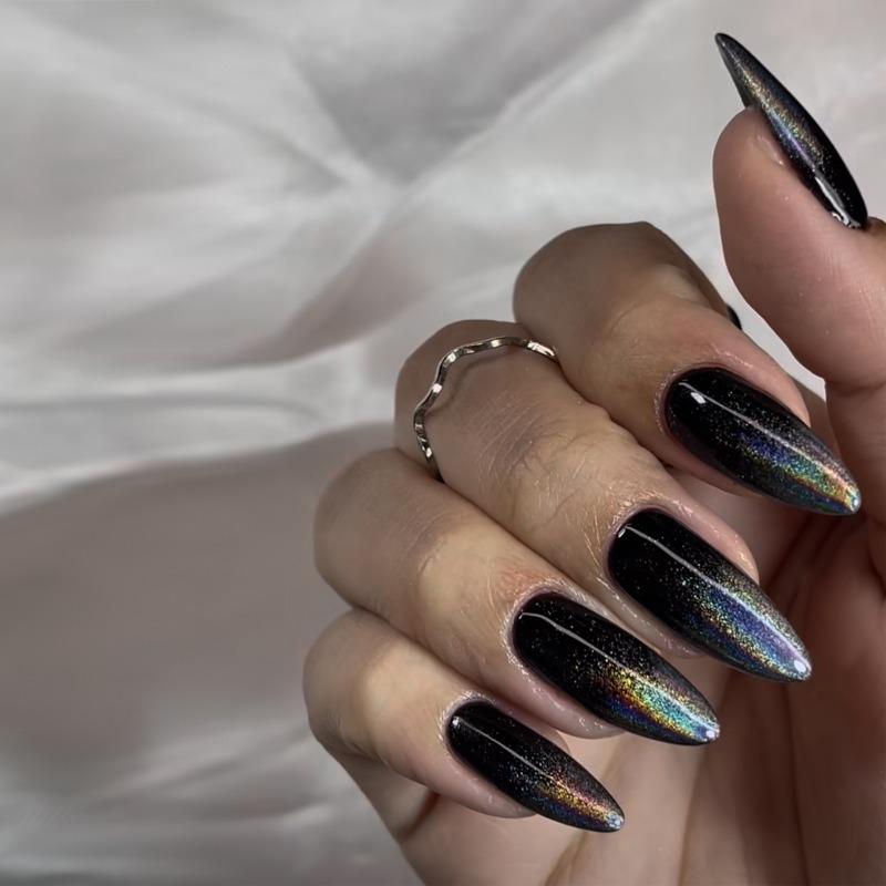 Noste Dlouhý Francouzský Ručně Dělaný Manikúrní Kousek Kamínkový Postupný Přechod Odnímatelná Nálepka na Nehty