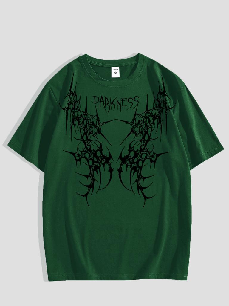 Men's Graphic Tee - Casual & Loose Dark Academia Short Sleeve T-Shirt Oversized Baggy Tops T-Shirt Black