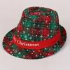 1pc Men'S Christmas Santa Hat with Plaid & Snowflake Patterns, Red/Green Tartan Design, Wide Brim & Poinsettia Bow - Festive Party Costume Accessory