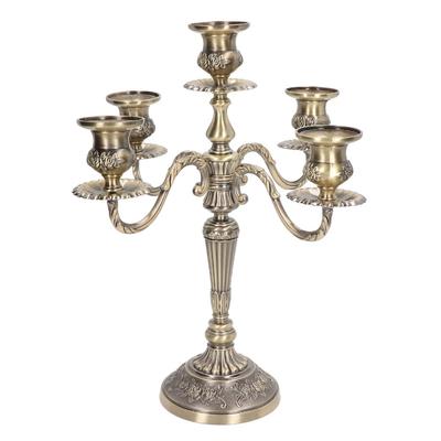 5 Arms Candlestick Holder Zinc Alloy 5 Arms Candelabra Retro Candelabra  For Fireplace
