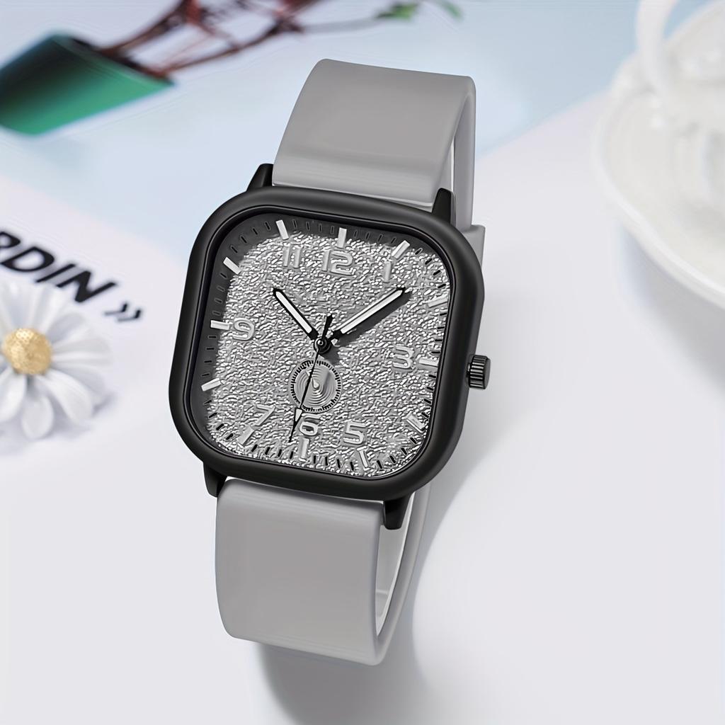 Square Watch Women's Silicone Tape Digital Disc Quartz Watch Men's and Women's College Style Student Watch