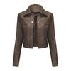 2024 spring and autumn new thin leather jacket women's multi-pocket cardigan casual jacket European and American fashion popular daily coat