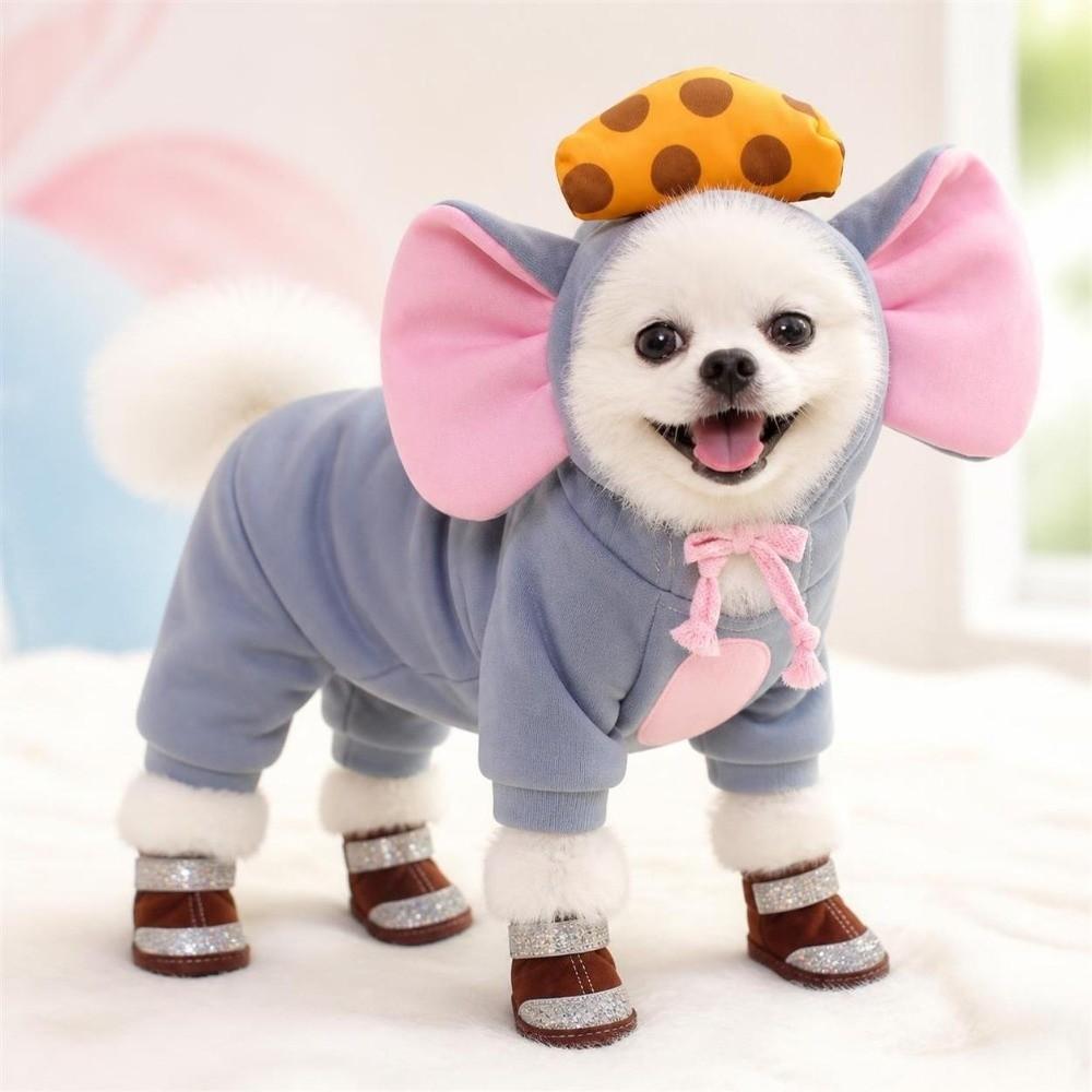 4Pcs Anti-slip Winter Dog Shoes Warm Cats Puppy Socks Fashion Dog Footwear Puppy