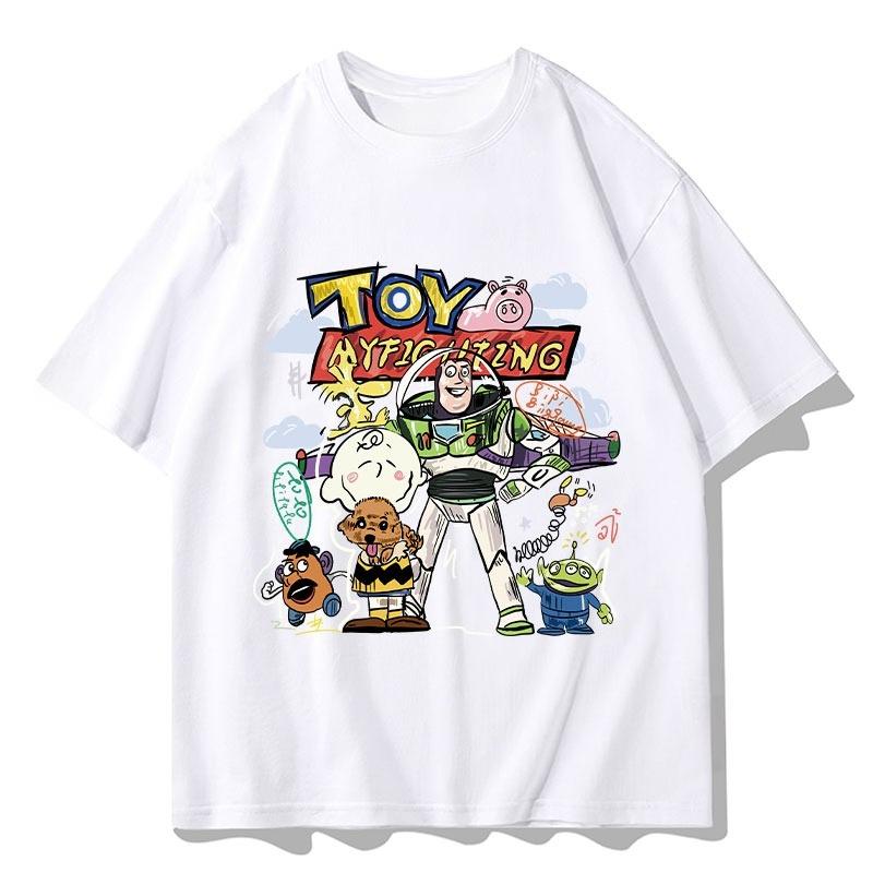 Toy Story Shortsleeved Tshirt Unisex Buzz Lightyear Threeeyed Boy 2025 New Pure Cotton Loose Clothes Casual Comfortable