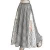 High-Waist A-Line Plaid Skirt with Lace Trim, Plus Size