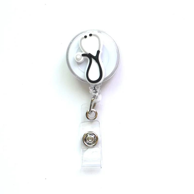 1pc High Quality Silicone Retractable Hospital Nurse Badge Holder Reel Cute Cartoon ID Card Holder Keychains