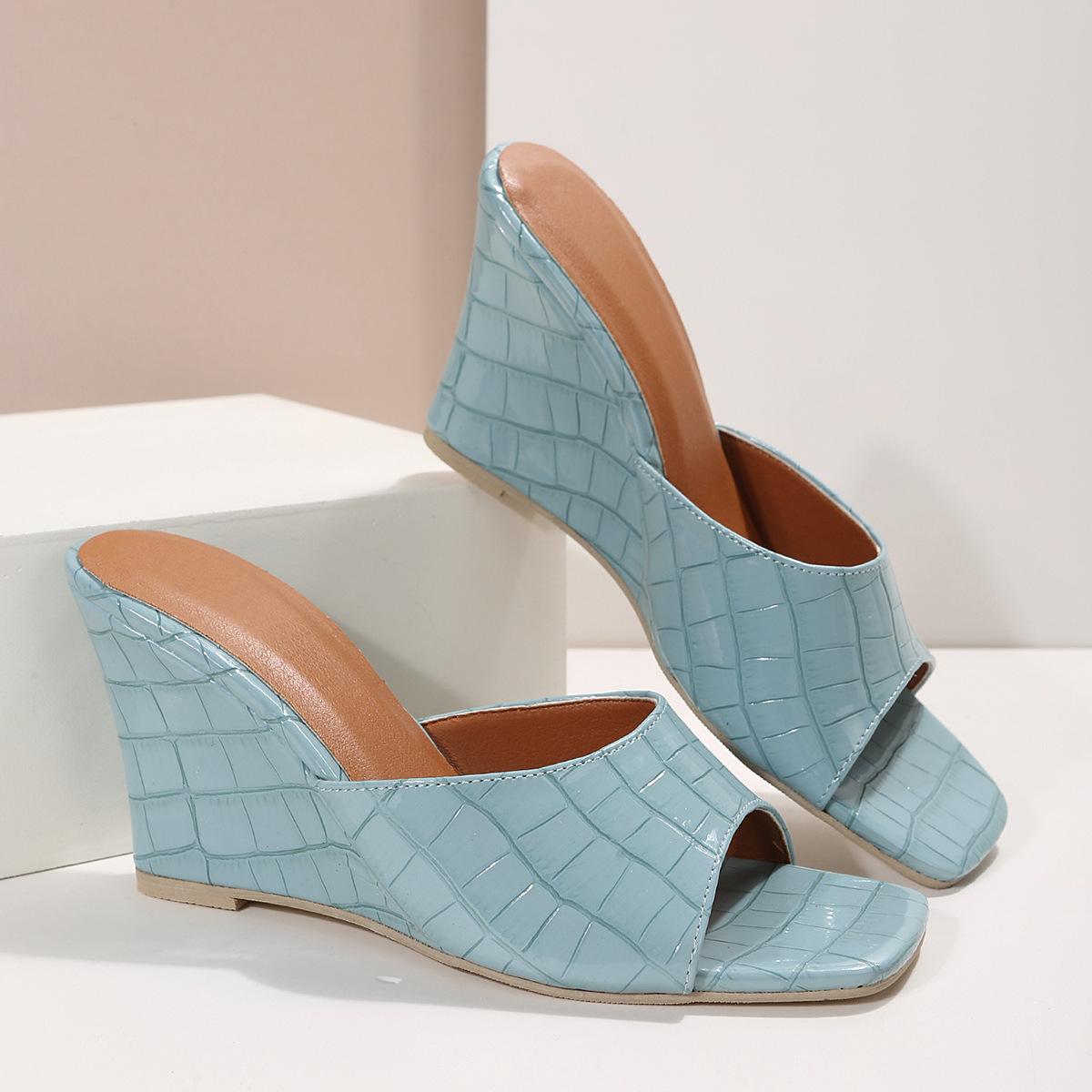 

Fashion On A Wedge Low Big Size Female Shoes Slippers Women Summer Heeled Mules Slides Platform Snakeskin 2024 High Fabric Rome Basic Ru 41